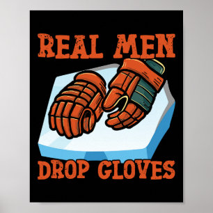 Poster Luvas de hóquei no gelo vintage Homens de verdade