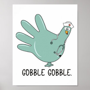 Poster Luvas de peru de Ação de Graças Gobble Enfermeira