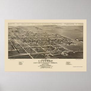 Poster Luverne, mapa panorâmico do manganês - 1883