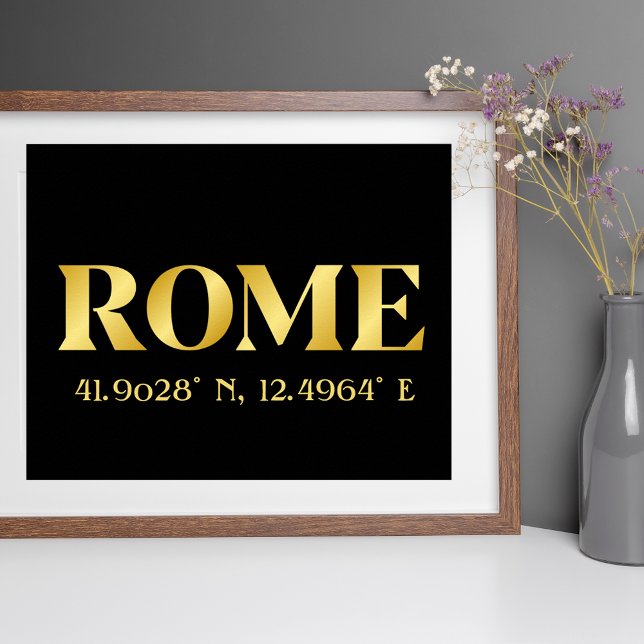 Poster Lux Dourada Roma Latitude & Longitude (Criador carregado)