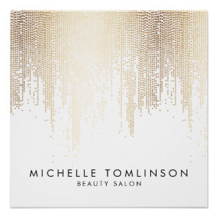 Póster Luxe Faux Dourado Confetti Rain Beauty Salon