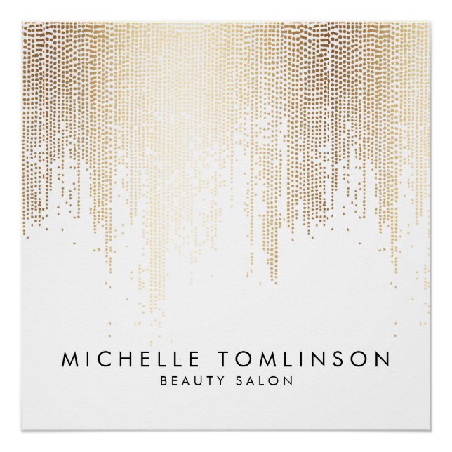 Póster Luxe Faux Dourado Confetti Rain Beauty Salon (Frente)