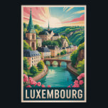 Poster Luxembourg Landscape Illustration Travel Art Retro<br><div class="desc">Luxembourg retro vector travel design. Luxembourg,  the heart of Europe,  is a small yet stunning country known for its medieval fortresses,  scenic valleys,  and cosmopolitan capital.</div>