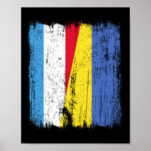 Poster Luxemburgo Ucrânia Meia Bandeira Luxemburguês Ucra