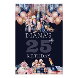 Póster Luxo A Qualquer Ano Aniversário Personalizado