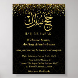 Poster Luxo Árabe Caligrafia Ouro Hajj Mubarak