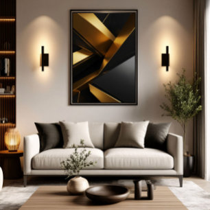 Poster Luxo Design Metálico Moderno para Parede 3D