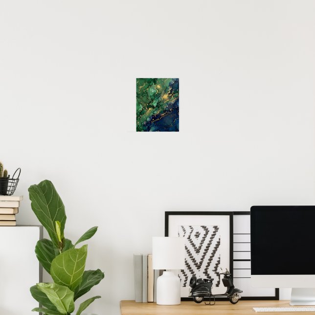 Poster Luxo Esmeralda Verde Ouro Textura Álcool I (Escritório em casa)
