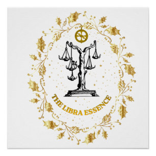 Póster Luxo Estético Libra Zodíaco Estrelas Arte
