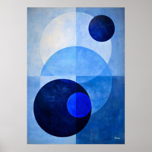 Poster Luxo Minimalista Art Déco Geométrico Abstrato Azul