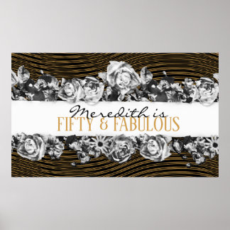 Poster Luxo Preto e Dourado Personalizado 50 e Fabuloso