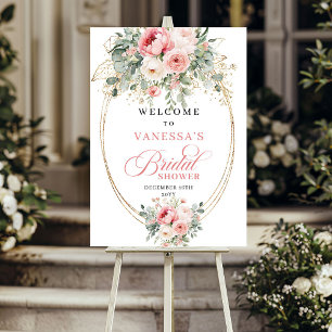 Poster Luxo Rosa Poeirento Dourado Boas-Vindas Chá de Noi