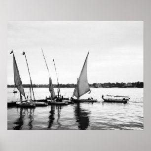 Poster Luxor Egypt, Feluccas on the Nile 2