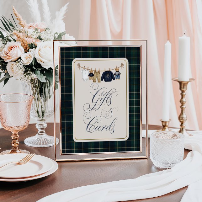 Poster Luxsary  Bear Plaid Baby Shower Gift Card (Criador carregado)