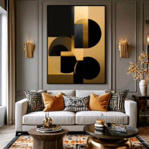 Poster Luxuoso Abstrato Dourado Preto