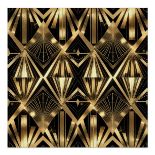 Póster Luxuoso Art Déco Geométrico Dourado e Preto