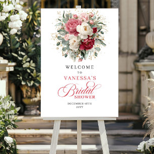 Poster Luxuoso Boas-vindas de Chuveiro de Noiva Floral Be