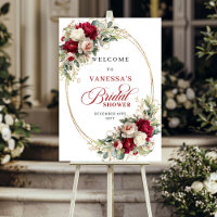 Luxuoso Burgundy Branco Floral Chá de Bebê de Noiv