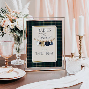 Poster Luxuoso Urso Xadrez Baby Shower Doce Tratamento