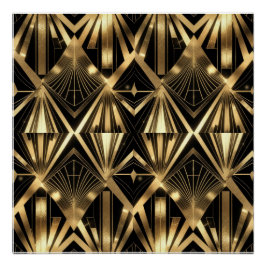 Póster Luxurious Art Deco Geometric Gold and Black 