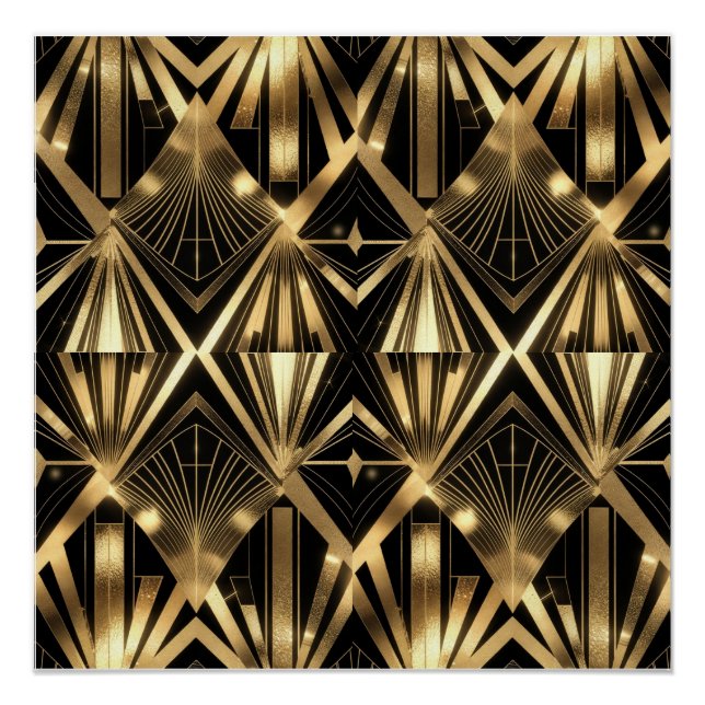 Póster Luxurious Art Deco Geometric Gold and Black  (Frente)