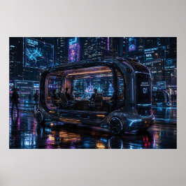 Poster Luxury Autonomous Office Pod in Cyberpunk City 