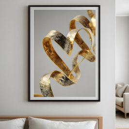 Poster Luxury elegant ribbon heart. Valentine hearts.