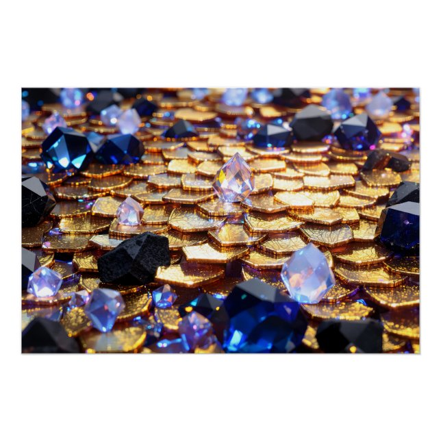 Póster Luxury Fantasy Gemstone Abstrato (Frente)