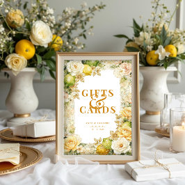 Poster Luxury Mediterranean Lemons & Flowers Wedding