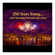 Luxury Patriotic Fireworks Over Water Print