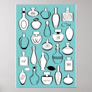 Póster Luxury perfumes framed print - blue