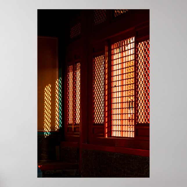 Poster Luz através das aberturas da janela de malha (Frente)