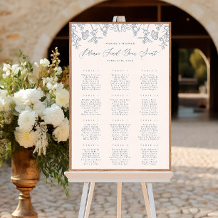 Poster Luz azul francesa Chinoiserie Floral Bridal Seatin