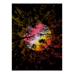 Póster Luz da Lua Através da Floresta Densa – Surrealismo