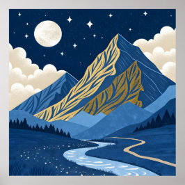 Poster Luz da Lua na Montanha