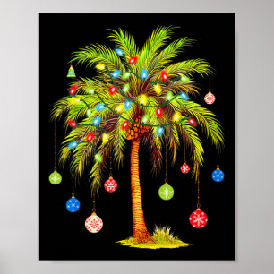Poster Luz de árvore de palmeira de Natal Havaiano Tropic
