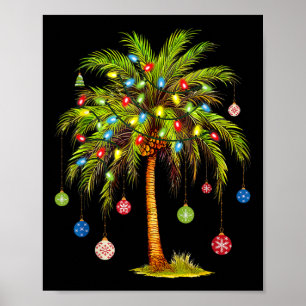 Poster Luz de árvore de palmeira de Natal Havaiano Tropic