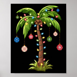 Poster Luz de árvore de palmeira de Natal Havaiano Tropic