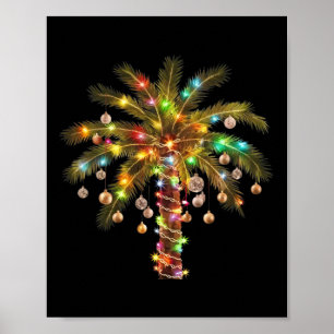 Poster Luz de árvore de palmeira de Natal Havaiano Tropic