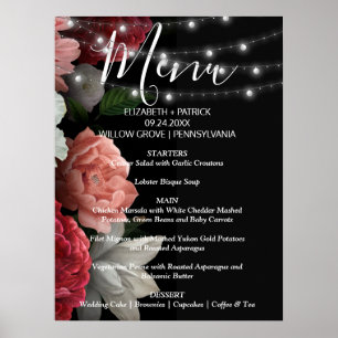 Poster Luz de corda floral borgonha