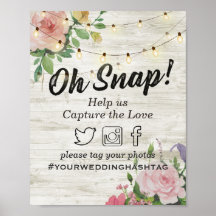 Luz de Corda Floral de Madeira Snap Hashtag Sinal 