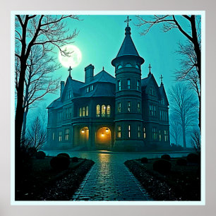 Poster Luz de Lua da Mansão Vitoriana Eerie