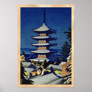 Póster Luz de lua no pagode Asano Takeji de Yasaka