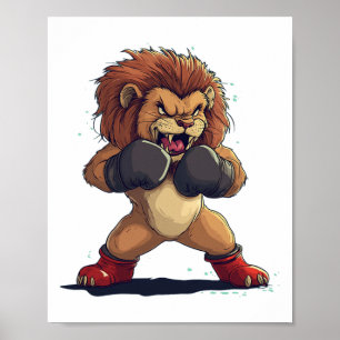Poster Luz De Raiva Olha Com Este Leão Na Glov De Boxing