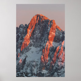 Poster Luz do sol em montanhas nevadas