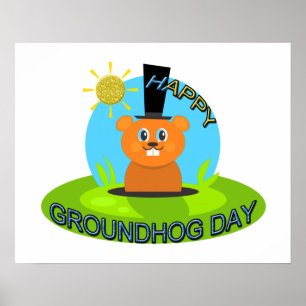 Póster Luz do sol feliz do dia de Groundhog