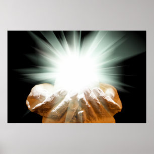 Póster Luz espiritual nas mãos colocadas