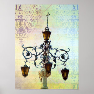 Poster Luz Plaza Com Fundo De Pastel