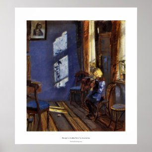 Póster Luz solar na arte azul da sala por Anna Ancher