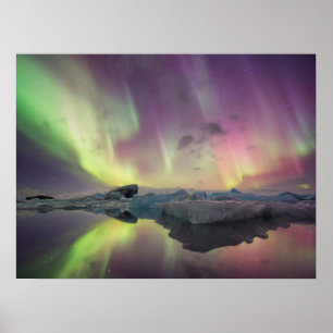 Poster Luzes da Aurora refletidas na lagoa